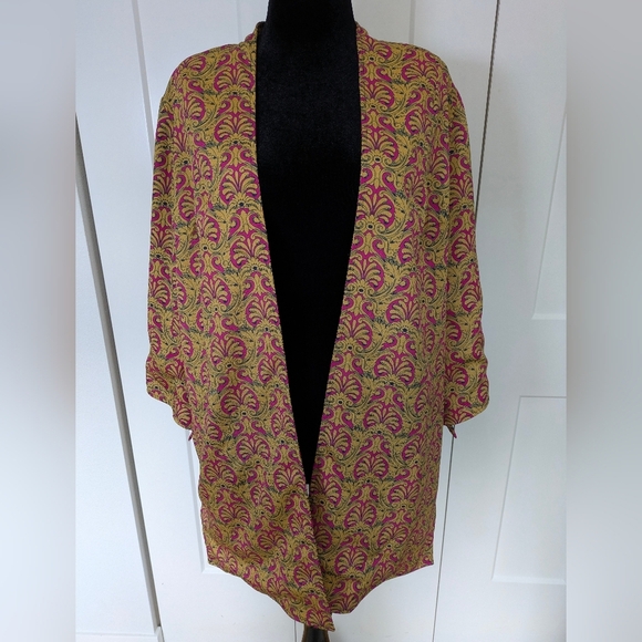 Chicos Reversible Ornate Printed Kimono  Jacket Size L/XL Color Pink Purple EUC - Picture 10 of 15
